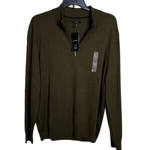 Alfani Men's Long-Sleeve Half-Zip Merino Sweater, Deep Foliage Heather XL $85